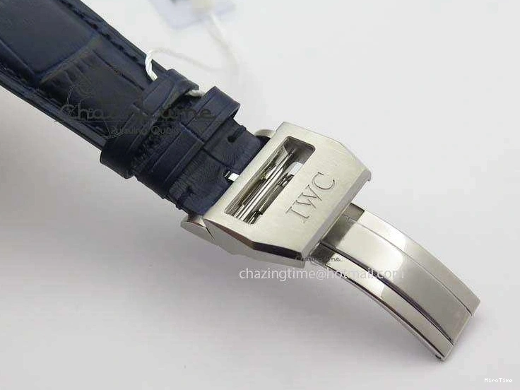 MIROTIME 0409 Pilot Chrono SS IW387809 ZF 1:1 Best Edition Silver Dial Blue Numbers On Blue Leather Strap A Lightweight 7263